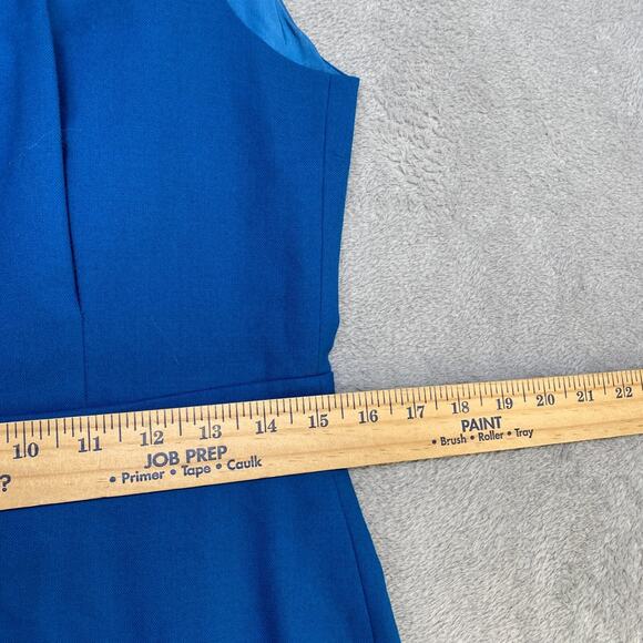 J Crew Dress Womens 8 Blue Suiting Fit Flare Sleeveless Office Ruffle Wool - Picture 3 of 8